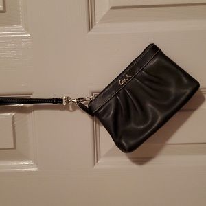 Coach black leather wristlet